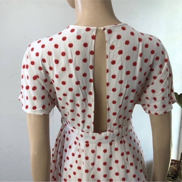J.O.A wrap mini V-neck polka dots dress size :M - Picture 9 of 16